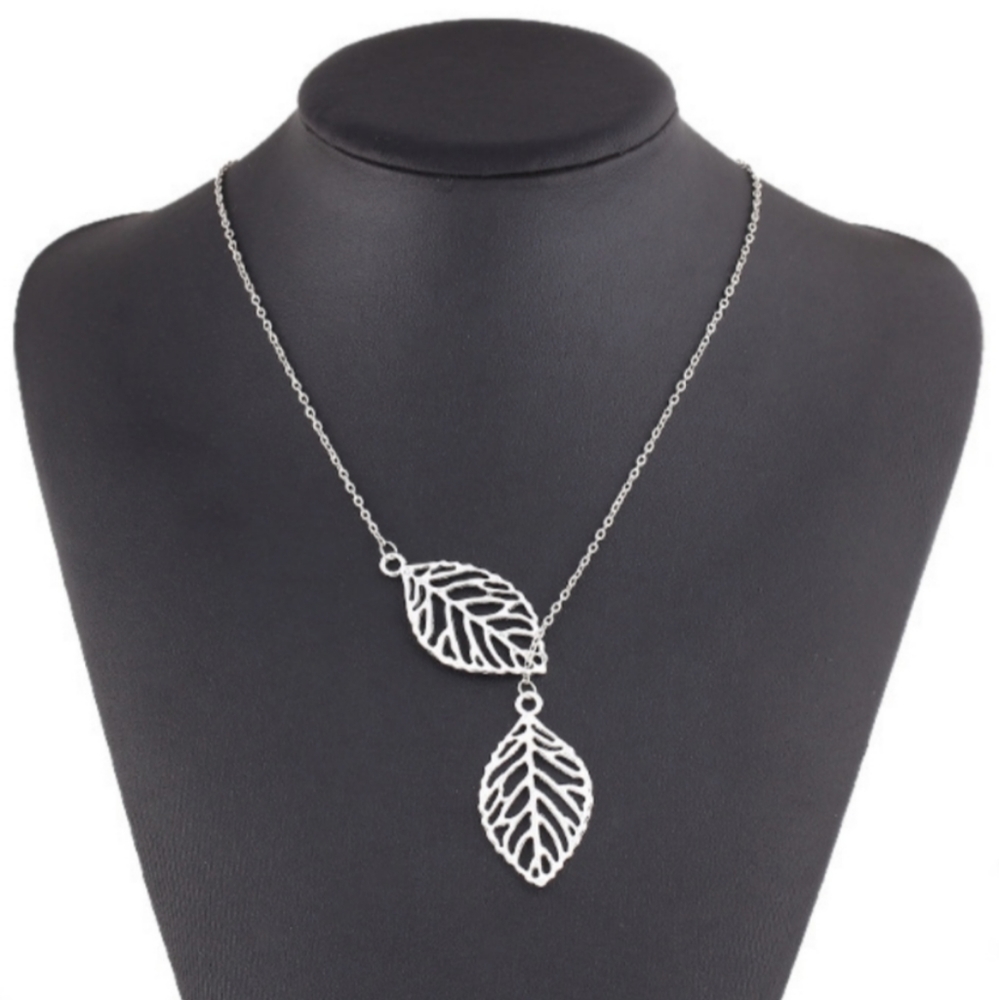 Silver Leaf Lariat Necklace
